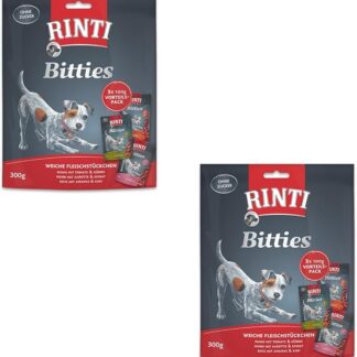 Rinti Bitties Multipack Varietà di gusti | Confezione Doppia | 2 x 3 x 100 g | Snack di carne morbidi per cani | Delicatamente essiccati all’aria, senza farine di carne né soia | 3 gusti