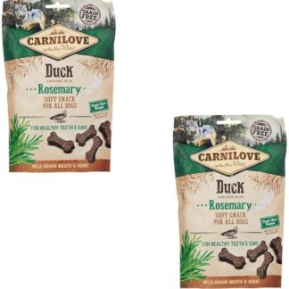 Carnilove Soft Snack Anatra con Rosmarino | Confezione Doppia | 2 x 200 g | Biscottini per cani | Anatra e rosmarino | Senza aggiunta di zucchero | Gusto esotico di carne