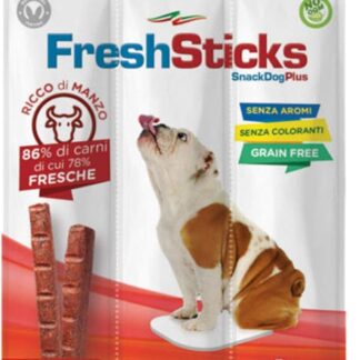 Giuntini Crancy Dog Fresh Sticks al Manzo 30g(3 Sticks) x 30 pz mangime complementare per Cani di Tutte Le Taglie