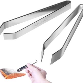 Pinzette per ossa di pesce, 2 pezzi, piatte e inclinate, facili da impugnare, in acciaio inox, antiscivolo, mini filetti per pesce e pollo, utilizzati per rimuovere ossa di pesce e carne
