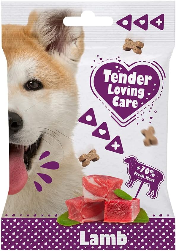 duvoplus, TLC Soft Snack Agnello 100G, alto contenuto di carne fresca +70%, senza aromi artificiali o coloranti, senza glutine, senza OGM e ipoallergenico, snack ideale per il dressage