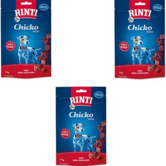 Rinti Extra Chicko Mini Manzo | Confezione Tripla | 3 x 170 g | Integratore alimentare per cani adulti | Mini spuntini gustosi | Preparato con carne magra fresca di manzo