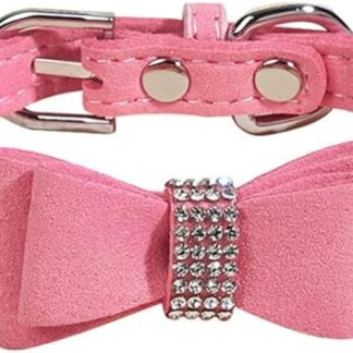 JUMPLAWN 1set Collare Regolabile Per Cani Con Fiocco e Strass Collare Per Cani Piccoli e Medi Accessori Per Animali Domestici Comfort e Sicurezza Xxs
