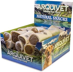 Arquivet - Espositore da 20 pezzi Osso Ripieno di Carne - Snack naturali per cani - Cani per cani - Dolci per cani - Premi e premi per cani