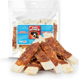 HAPPET Dolcetto per cani - Pelle bovina avvolta nel pollo 15 cm, 500 g - dentali naturali da masticare, prelibatezze sane a basso contenuto di grassi per cani di tutte le razze