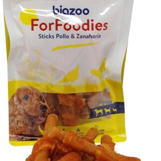 Biazoo Pack 9 un. Sticks Pollo e Carota 100 g Snack per Cani Adatto a tutte le razze e dimensioni. Snack Altamente digeribile e ad alto contenuto proteico.