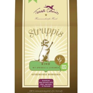 Terra Canis Manzo con albicocca & semi di lino - Bocconcini per cani Struppis, 100g I Snack premium per cani con ingredienti di autentica qualità human-grade al 100% I grain-free & gluten-free