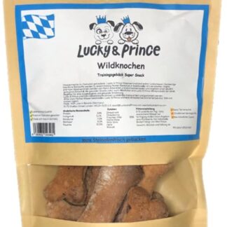 Lucky & Prince Ciabatte per cani bio di alta qualità, con animali selvatici, snack per cani, spazzolino ideale per il vostro cane (M)
