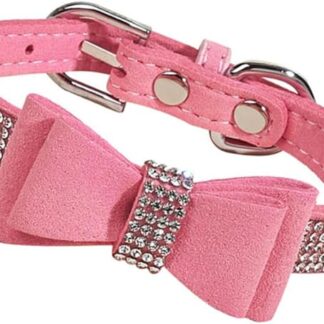 HOUDERCO 1set Collare Regolabile Per Cani e Gatti Con Strass Pet Dog Collar Microfibra Per Occasioni Quotidiane e Festività Facile Da Pulire e Conservare