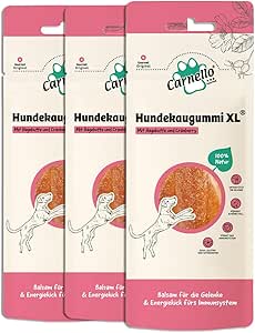 Carnello Spuntino per cani – Gomma da masticare per cani XL, per cani di taglia grande, per cani e cani da masticare, senza cereali, sacchetti richiudibili (3 x 90 g)
