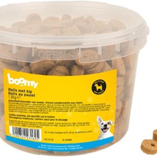Boomy - Rotoli di pollo – Snack morbidi per cani per l'addestramento o il tempo libero – Snack per cani in secchio richiudibile - Rotoli da masticare - 1,8 kg