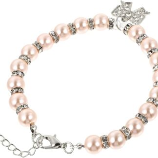 PEPLAYTAL Collana Perle Per Animali Domestici Regolabile Accessorio Moda Per e Collare Per Feste e Servizi Fotografici Colore Rosa Collana Per