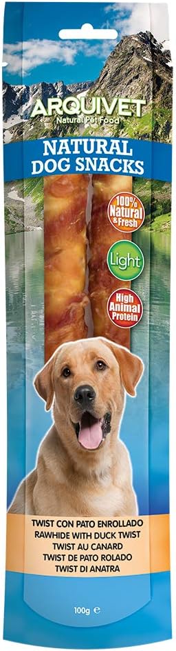 ARQUIVET Twist di anatra arrotolata - 24 cm / 100 g - Snack 100% naturali per cani - prelibatezze per cani - Prodotto leggero - Molto ricco di sostanze nutritive