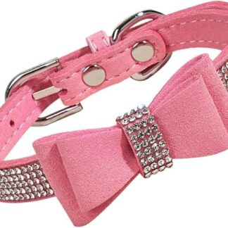 Kisangel 1set Collare Per Cani Regolabile Con Fiocco Raso e Strass Collare Per Animali Domestici Comfort e Stile Per Occasioni Speciali