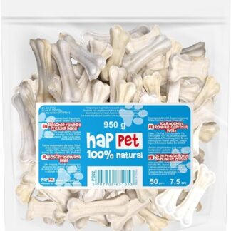 HAPPET Osso pressato bianco per cani, 7,5 cm - 50 pezzi, pelle bovina naturale da masticare, favorisce l'igiene orale, riduce lo stress e soddisfa l'istinto masticatorio
