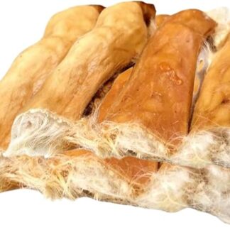 LOVING THE EARTH Rotoli di pelle di coniglio premium con pelliccia 200 g Circa 6 rotoli - Snack per cani completamente naturali a basso contenuto di grassi essiccati all'aria per cuccioli sani e felic