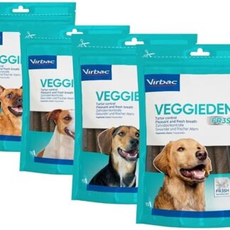 Virbac Veggiedent Mangime Complementare 15 Strisce Anti Tartaro e Alito Fresco per Cani Sotto 10 Kg