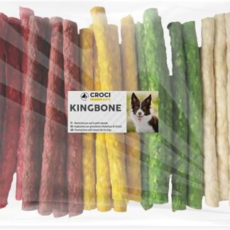 Croci King Bone - Bastoncino Snack premio masticativo per cani in Pelle Bovina, dental stick per la pulizia dei denti, 13 cm - 50 pz