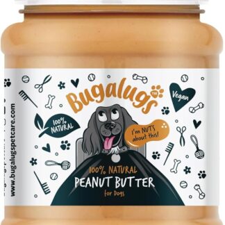Bugalugs Burro di Arachidi Naturale per Cani e Cuccioli, Topper per Cibo per Cani, Tappetino per Leccare, Pasta Proteica Priva di Olio di Palma, Senza Zucchero