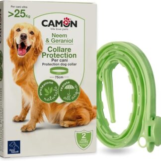 CAMON | Collare Protettivo per Cani con Olio di Neem e Geraniolo, Lunghezza 75cm, Resistente all'Acqua, 9pz