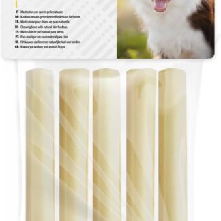 Croci King Bone Rotolo Bianco - Osso per cani, Snack premio masticativo per cani in pelle bovina naturale, dental stick per la pulizia dei denti, 13X1,5 cm - 5 pz