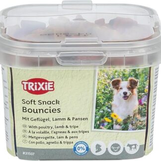 Trixie Soft Snack Bouncies | 140 g | Bocconcini per cani piccoli e cuccioli | Con gustoso pollo, agnello e trippa | Bocconcini piccoli e morbidi senza zuccheri aggiunti