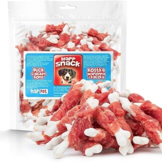 HAPPET Dolcetto per cani - Cubo di calce con anatra 500 g - Massaggiagengive dentale naturale in carne di anatra e ossa di calce, trattamento sano e ad alto contenuto proteico per sostenere i denti