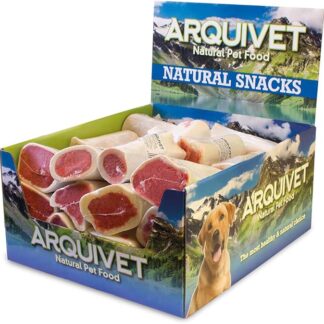 ARQUIVET Scattola Espositore 20 unità - Osso farcito con pancetta - Snack naturali per cani - Snacks per cani