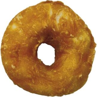 Croci BBQ Donut - Snack premio masticativo per cani in Pelle Bovina e Pollo, dental stick per la pulizia dei denti, 7 cm