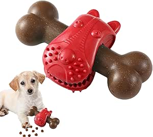 Generico Dog Toys Aggressive Chewers, Durable Bone Teether Chew Toy, 5.71x3.54x1.97 Inches, Long-Lasting Design, Interactive Teething Play, Refillable Treat Dispenser, for Enrichment