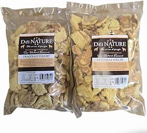DEI NATURE Biscotti per Cani Fragola e yogurt, 2 Confezioni da 500g, Human Grade, Superfood, Snack per cani,Premio per cani