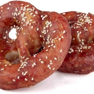 HAPPET Pasticceria naturale per cani con carne di coniglio e pelle cruda, prelibatezza pretzel senza cereali e facilmente digeribile, 1 pezzo, prelibatezza salutare per cani di tutte le razze