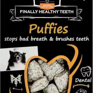 QCHEFS Puffies - snack per cani per la cura dei denti - rimuovono il tartaro - per tutti e per chi soffre di allergie - contro l'alito cattivo e le gengiviti - antibatterico