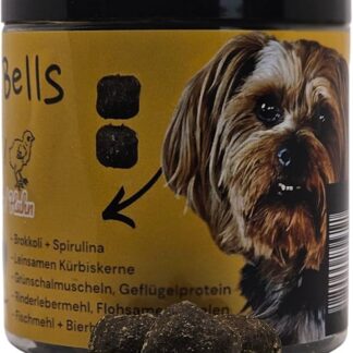 Bells - Deliziosi sani (140 g), per articolazioni, pelle, pelo e digestione, snack quotidiano come prevenzione, con fegato di manzo di pesce, pollo, broccoli, alghe spiruline
