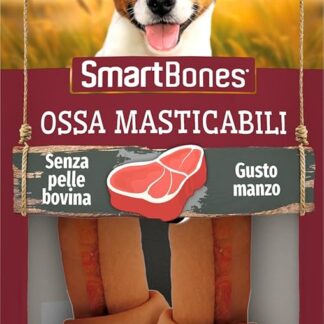 SmartBones Ossa masticabili Medio - Snack da Masticare al Gusto di Manzo per Cani di Media Taglia, Ossa dalla consistenza morbida, Senza Pelle Bovina, 2 Pezzi