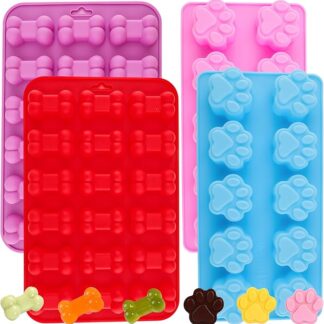 Stampo in silicone per cuccioli di cane e zampa di osso, per dolci, gelatine, caramelle, cioccolato, cubetti di ghiaccio, può cuocere biscotti per spuntini per cani.