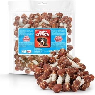HAPPET snack dentali per cani - dentale da masticare e anatra e riso 5 cm - prelibatezze dentali naturali per masticare e pulire i denti - snack sani per sostenere l'alito fresco di cani di tutte le