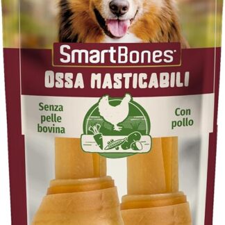 SmartBones Ossa masticabili Medio Pollo - Snack da masticare con pollo per cani di taglia media, osso dalla consistenza morbida, senza pelle bovina, 2 pezzi