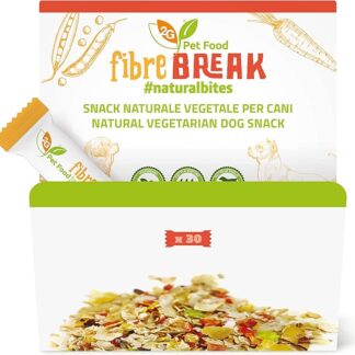 2G Pet Food Fibre Break Snack 100% vegetale per cani, ricco di fibre naturali ”spezza fame”, senza carne, conservanti o coloranti 30 barrette da 24g