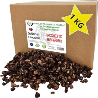 ARTISAN GIFT CO Premietti per Cani Addestramento – 100% Carne Saporita - Snack disidratato per cani - Cubetti di Polmone di Agnello (1000 g)