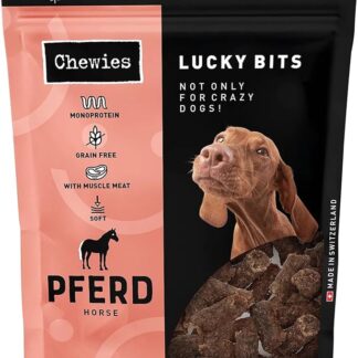 Chewies Lucky Bits Cavallo per cani adulti – Deliziosi per cani senza cereali & Soft con molte proteine e superalimenti come lievito di birra o ginkgo, senza zucchero (80 g)