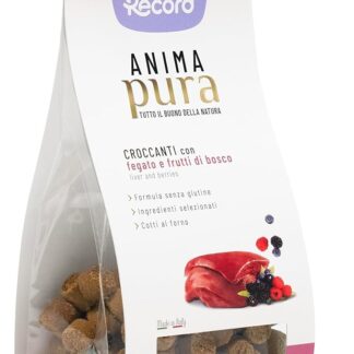 Record - Snack Senza Glutine Anima Pura per Cani 100% Naturali. Biscotti Naturali Cotti al Forno al gusto di Fegato e Frutti di Bosco, Made in Italy |75 g