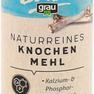 GRAU L’originale, Farina di ossa di manzo, naturale al 100 %, calcio naturale per la formazione delle ossa e delle articolazioni, integratore alimentare per cani e gatti, 1 confezione da 800 g