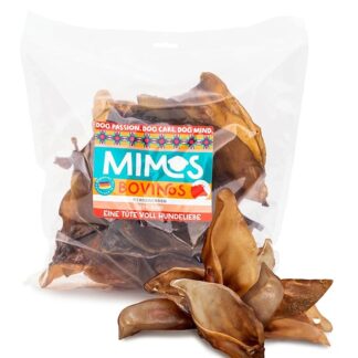 MIMOS Orecchie di bovino per cani, 500 g, per cani a basso contenuto di grassi e odori, articolo da masticare per cani senza additivi e cereali