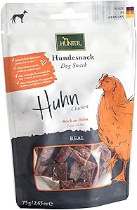 HUNTER Snack per Cani, Senza Cereali, Senza Zuccheri Aggiunti, 75 g, Pollo
