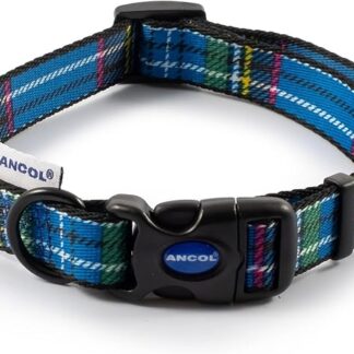 Ancol Collare per Cani – Design Tartan Blu – Super Morbido Poliestere Stampato Regolabile – 30 – 50 cm