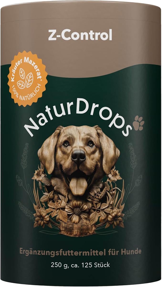 NaturDrops Z-Control - Spuntini per cani con funzione 125 pezzi, con oli essenziali per respingere le zecche, 100% naturali - 250 g