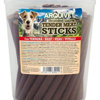 ARQUIVET Tender Meat Sticks - Vitello - 500 g - Bastoncini semi-morbidi per cani - Snack per cani - Aiuto per la cura dei denti