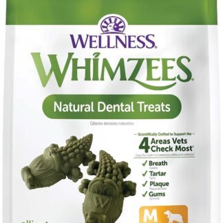 WHIMZEES by Wellness Alligator Natural Dental Chews per Cani, dolcetti di Lunga Durata, Senza Cereali, rinfresca Il respiro, Razza Media, 12 Pezzi