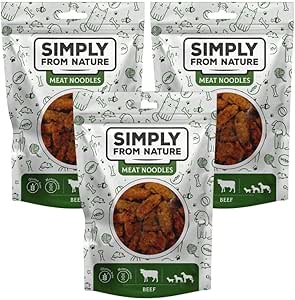 SIMPLY FROM NATURE Meat Noodles - Gnocchi di manzo per cani, 3 x 80 g